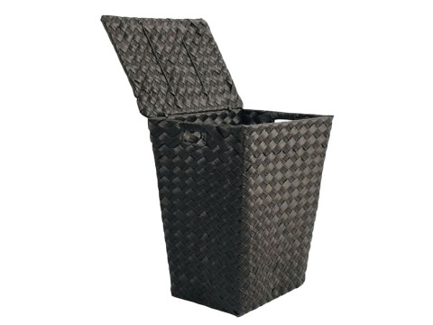 Premium PE Resin Woven Laundry Hamper with Lid and Cut-Out Handles